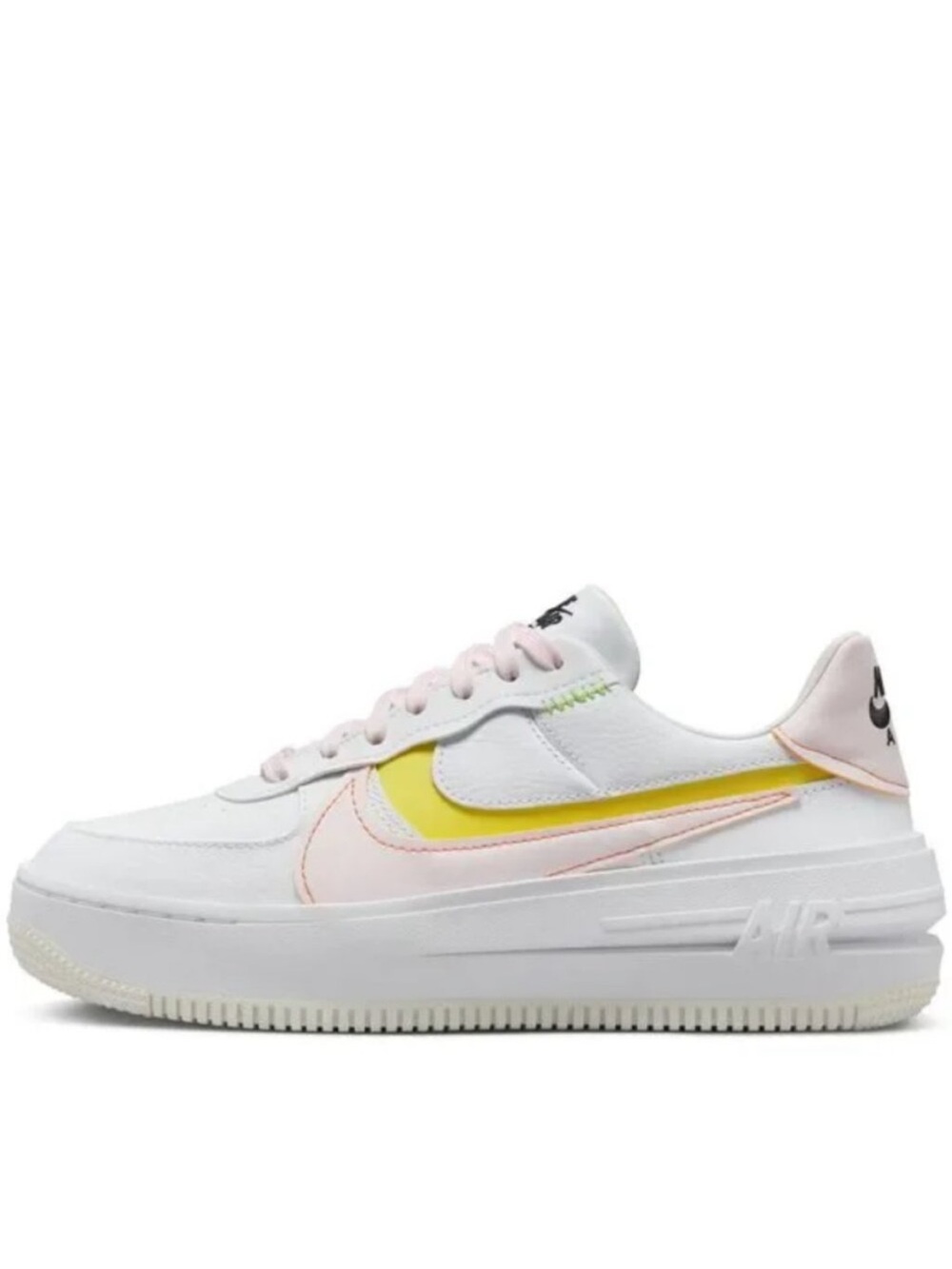 Nike Low-Top Sneakers in White with Yellow & Light Pink Accents